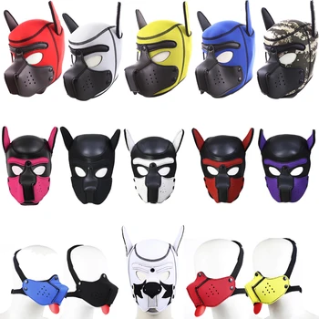 Seks Aksesuarları Bdsm Kölelik Pet Rol Oynamak Parti Maskesi, Yavru Oyun Köpek kaput maskesi, Ayrılabilir Ağız Gag, fetiş Köle Yavru Maskesi