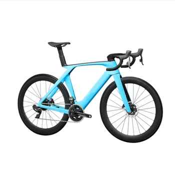 Açık mavi yol bisikleti karbon çerçeve disk 2023 tarzı bisiklet karbon çerçeve gen-7 tarzı tam karbon bisiklet iskeleti seti T47 + gidon