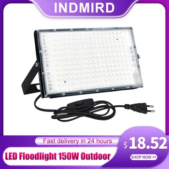 LED Projektör 150W Dış Duvar 110V 220V Siyah Projektör sokak IP65 Su Geçirmez Reflektör bahçe aydınlatması