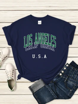 Los Angeles California ABD Şehir Mektup Tişörtleri Kadın Sokak Rahat Gotik Giyim Yaz Nefes Üstleri Vintage Sevimli T-Shirt