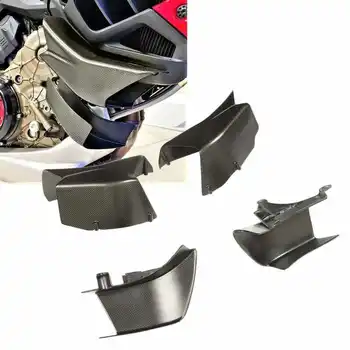 Motosiklet Yan Winglets Karbon Fiber Yan Vücut hava deflektörü Kanat Spoiler Fairing Winglets Kiti Ducati Multistrada için V4 V4S
