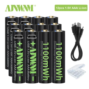 AJNWNM USB AAA Pil 1.5 V Li-İon 3A 1100MAH AAA şarj edilebilir pil aaa li-ion pil Piller Rechargea El Feneri İçin T