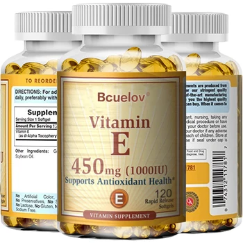 Doğal E Vitamini 450 Mg, Bağışıklık Fonksiyonunu Destekler, Cilt, Saç ve Eklem Sağlığını Destekler, Antioksidan Besin Takviyesi