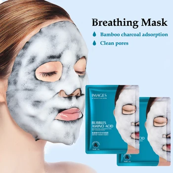 Görüntülerı Amino Asit Kabarcık Maskesi Beyazlatma Yüz Cilt Bakımı Tedavisi Maskesi Derinliği Ikmal Derin Gözenek Temiz Siyah Yüz 2 adet