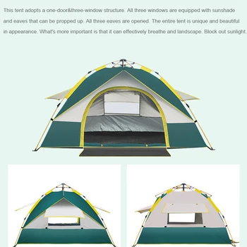 1-4 Kişi Tam Yağmur Geçirmez Tente Tente Otomatik Çadır Kamp Seyahat Aile Barınak Plaj Kolay Açık Yürüyüş Çadır Rüzgar Geçirmez