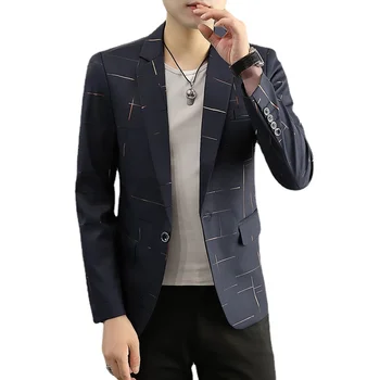2023 Moda Yeni erkek Rahat Butik İş İnce Altın İpek Baskılı resmi kıyafet Elbise Blazers Ceket Ceket