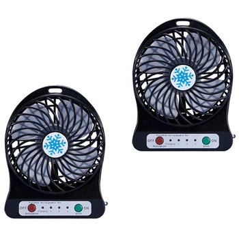 2X Taşınabilir Şarj Edilebilir Mini Fan Hava Soğutucu Mini masa fanı USB Soğutma Şarj Edilebilir El Fanlar Siyah