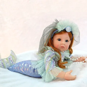 58 cm Gerçekçi Reborn Bebek El Yapımı Mermaid kız yumuşak Silikon Bez vücut Bebekler Bebe Reborn Yenidoğan Kız oyuncak mavi gözler