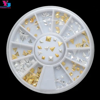 5 Kutu Direksiyon simidi Alaşımlı Sdud Glitter Altın Gümüş Nail Art Süslemeleri 3D Parlak Manikür Sticker Maquiagem Çivi Aksesuarları