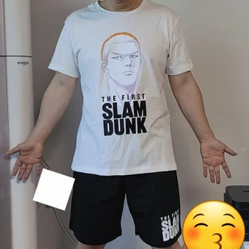 Yeni Slam Dunk pamuklu tişört Şort Setleri Erkekler Yaz Japonya Harajuku Baskı Karikatür Grafik Üstleri Kısa Anime Rahat Tee Kore Takım Elbise