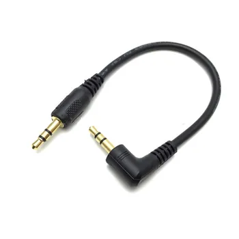 Ultra kısa 3.5 mm Aux Kablosu 15cm Erkek Altın Kaplama 90 Derece Açı Ses Kablosu MP3 Araba telefon hoparlörü