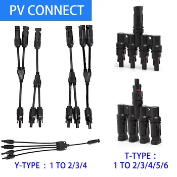1/5/20/100 Set Güneş PV Konnektörleri Y Şube T paralel adaptör Kablosu 1 ila 2/3/4 Güneş kablo tel Fiş güneş panelı