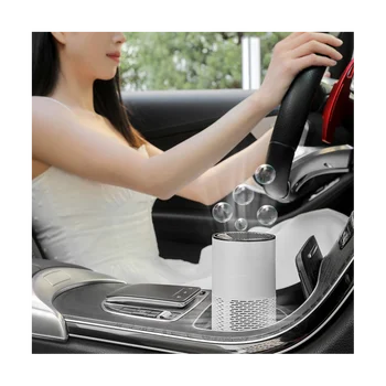 Araba Hava Temizleyici Temizleyici Hepa Filtreleri Masaüstü Temizleyici USB Şarj Edilebilir Taşınabilir Hava Temizleyici Difüzör-Gri