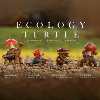 Gachapon Kapsül Oyuncak Ekoloji Kaplumbağa Aksiyon Figürü Mantar Mercan Fantezi Modeli Oyuncak Koleksiyonu Hayvan Masa Süsleri Gashapon