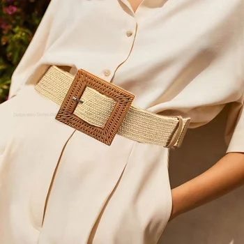 Yeni PP Dokuma Elastik Korse Kemer Kadınlar İçin Tasarımcı Yuvarlak Kare Toka Bel Kayışı kadın elbisesi Etek Ceket Dekoratif Kuşak