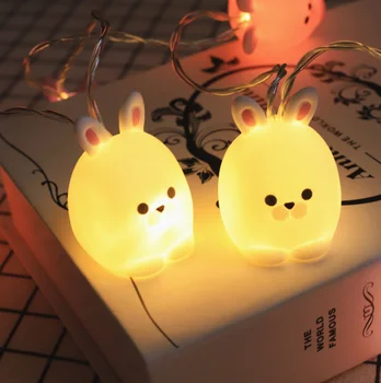 Sevimli tavşan ışık dize şık küçük gece lambası kız kalp dekorasyon ışık