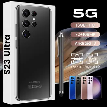 S23 Ultra yeni akıllı telefon android telefon 7.3 inç hd ekran cep telefonu pro telefone 6800mAh 16 + 1TB Kamera 5g cep telefonları kilidini