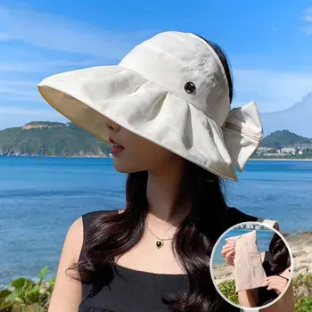 Yaz Boş Üst güneş şapkası Kadınlar İçin Geniş Ağız Güneş Koruyucu UV Koruma Katlanabilir Açık Plaj Seyahat Kova Kapaklar moda şapkaları