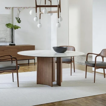 Kaya Kurulu Yuvarlak Masa Tasarımcı İskandinav Minimalist Modern yemek masası Pikap İle Mutfak Yüksek kaliteli Mobilya