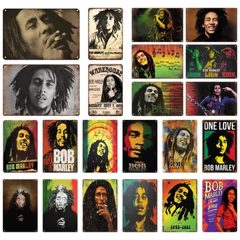 Rock N Roll Tabela Bob Marley Jamaika Rocker Şarkıcı Metal Poster Retro Vintage İşaretleri Reggae Plak Kulübü Sanat ev duvar dekoru