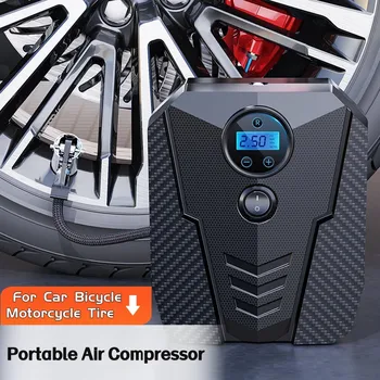 Taşınabilir Otomobil hava kompresörü Dijital Lastik Şişirme Pompası LED Lamba Lastik Sıkıştırma Pompası Kompresörü Araba Motosiklet İçin