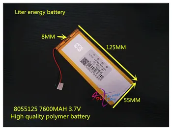 3.7 V 7600 mAh 8055125 polimer lityum iyon / Li-İon pil için GÜÇ BANKASI; tablet pc, GPS,E-KİTAP