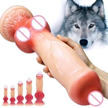Düğüm Köpek Dildos Büyük Gerçekçi Penis Vajina Anal Plug Oyuncaklar Kadın Erkek Masturbators Büyük Popo Fiş Hayvan Yapay Penis Yetişkin Oyuncaklar