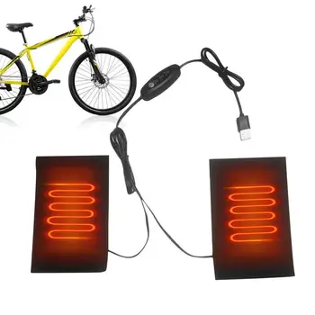 Isıtmalı Motosiklet Sapları 3-Level Katlanabilir USB Ayarlanabilir isıtma pedi Gidon Isıtıcı Bisiklet Aksesuarları İçin Sihirli Çıkartmalar İle