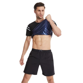 Erkekler Kazak Vücut Şekillendirici Sauna Takım Elbise Erkekler Kadınlar için Şerit Kilo Kaybı T-Shirt Koşu Fitness Egzersiz Vücut Şekillendirme T-Shirt