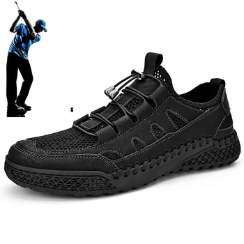 Yaz Örgü nefes Rahat yürüyüş ayakkabısı erkek Açık Tırnak Ücretsiz Rahat Golf spor ayakkabıları erkek Spor spor ayakkabı