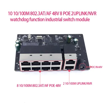 Standart protokol 802.3 AF / AT 48 V POE OUT/48 V poe anahtarı 100 mbps 8 port POE ile 2 port uplink / NVR; Watchdog fonksiyonu