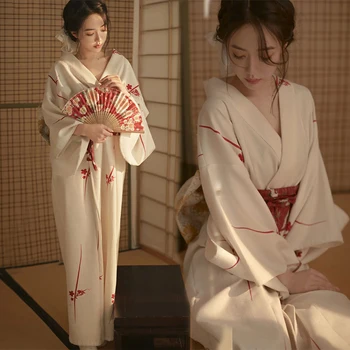 Japon Geleneksel Kimono Hırka Kadın Elbise bornoz Yukata Geyşa Cosplay Giyim Asya Performans Photoshooting