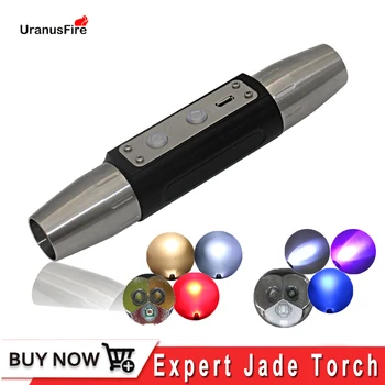 UV Lamba USB şarj edilebilir ışık 395NM / 365nm Ultraviyole Mini LED el feneri Torch Floresan Yeşim Para Dedektörü el feneri