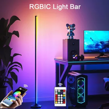 1.2 m akıllı RGB LED gece ışıkları müzik App kontrol pikap ışık ritim ortam zemin lambası oyun odası masaüstü dekor aydınlatma