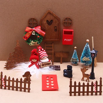 1 Takım 1: 12 Evcilik Minyatür yılbaşı dekoru Peri Kapı Elf Bebek Çit Noel Ağacı Gazyağı Lambası Modeli Bebek Evi Aksesuarları